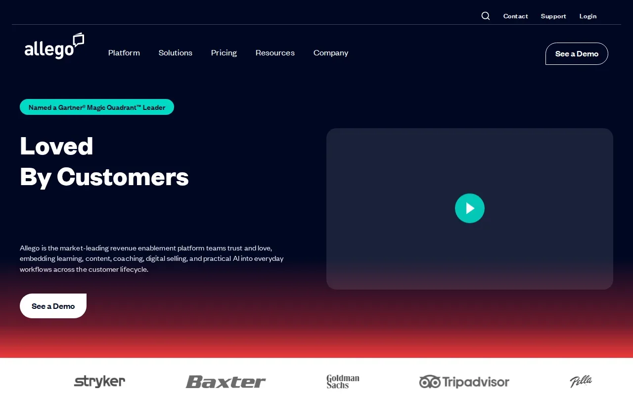 Screenshot of the Allego website