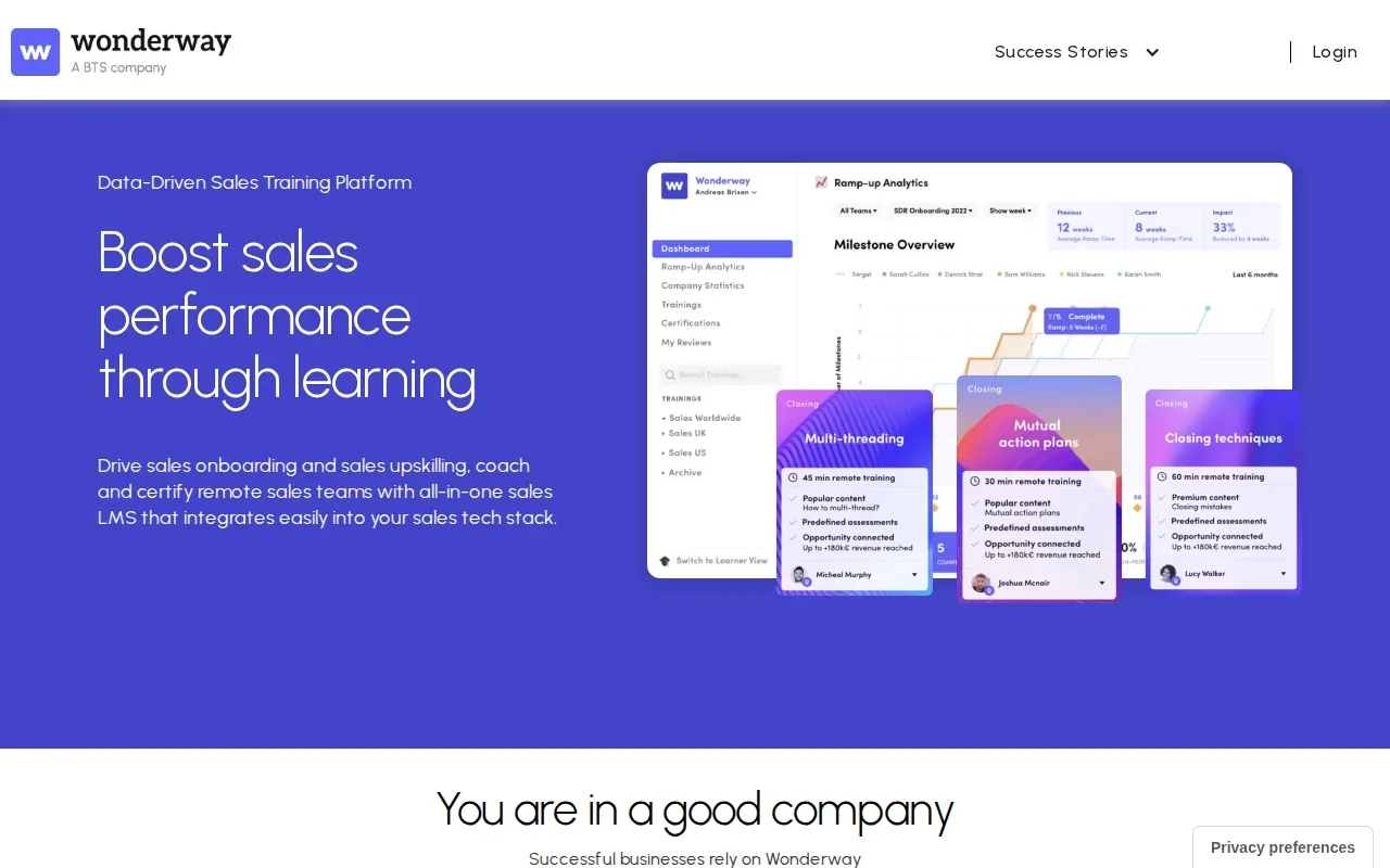 Screenshot of the Wonderway website