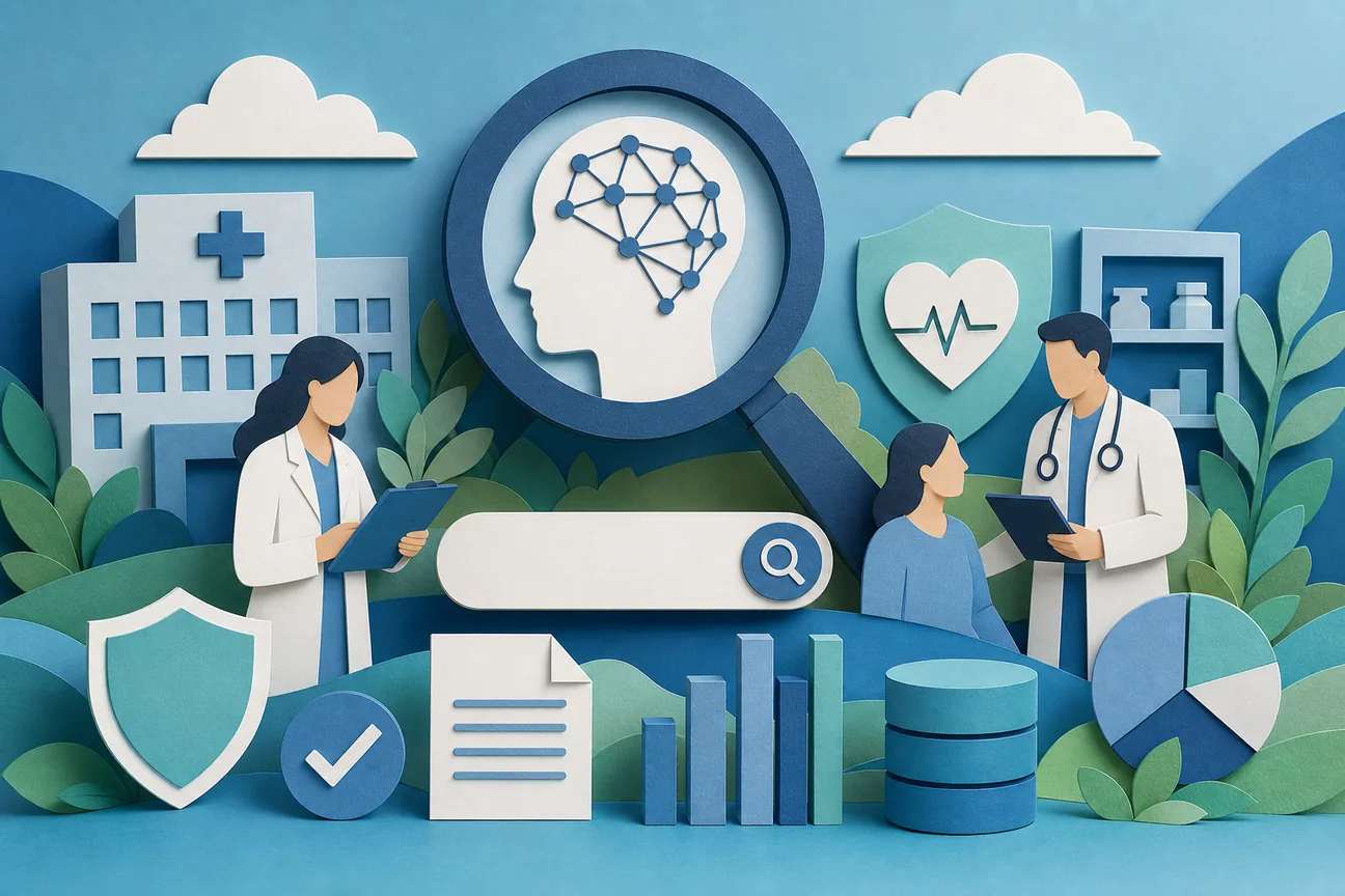 Papercraft illustration of Best AI Search Optimization for Healthcare Tools