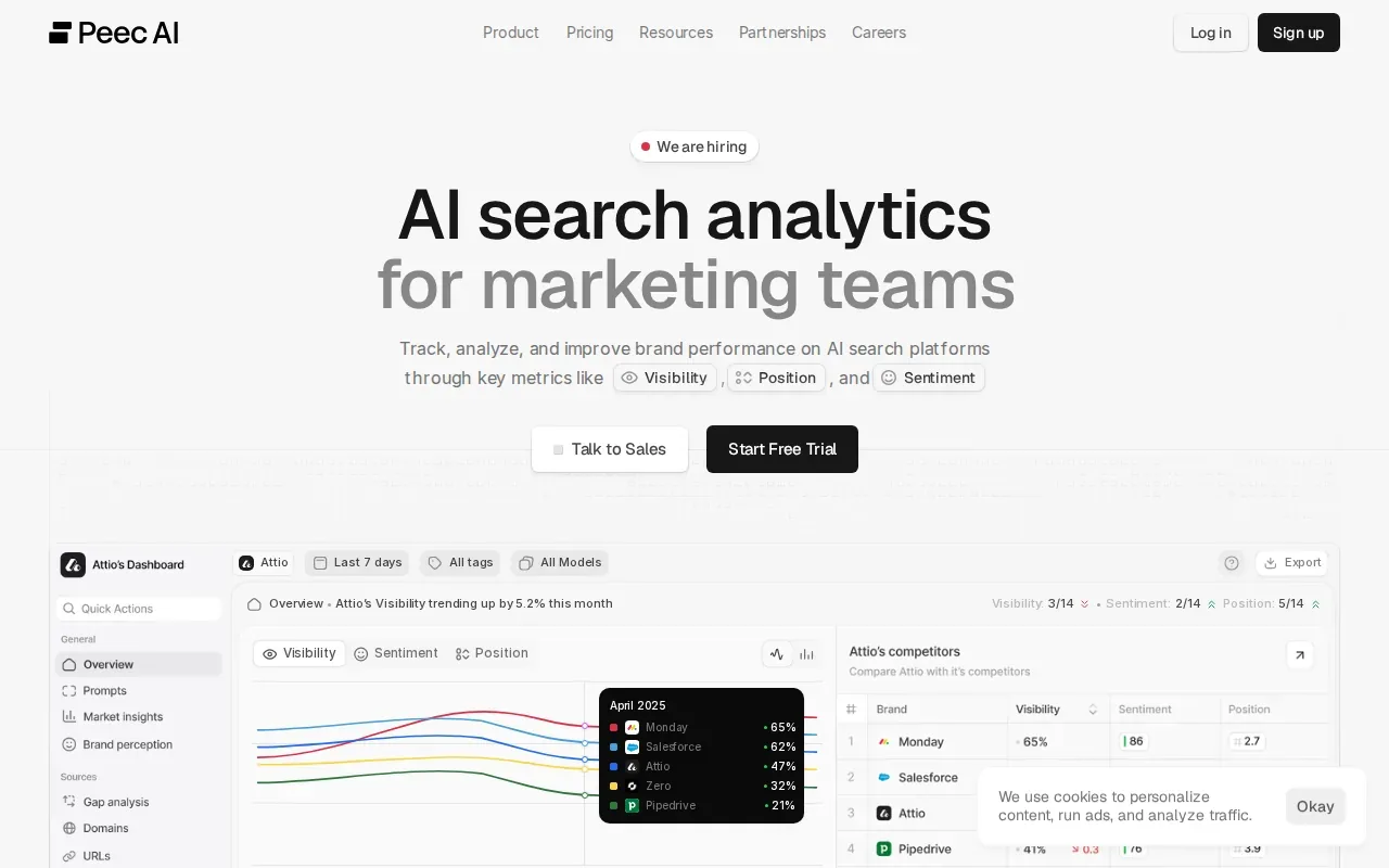 Screenshot of the Peec AI website