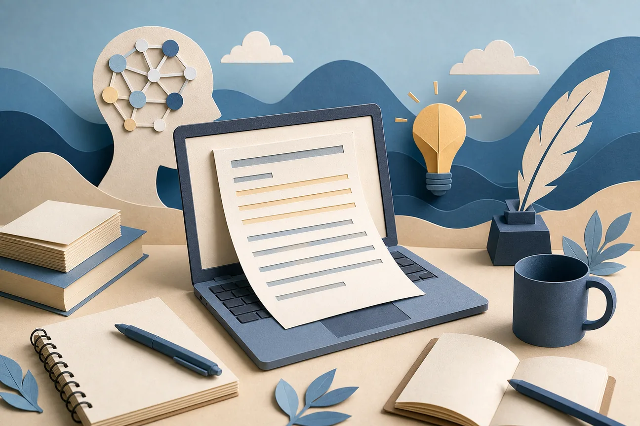 Papercraft illustration of Best AI Sentence Generator Tools for Writers