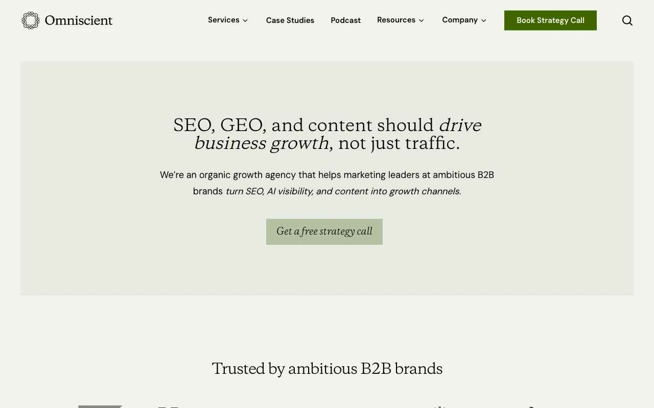 Screenshot of the Omniscient Digital website homepage