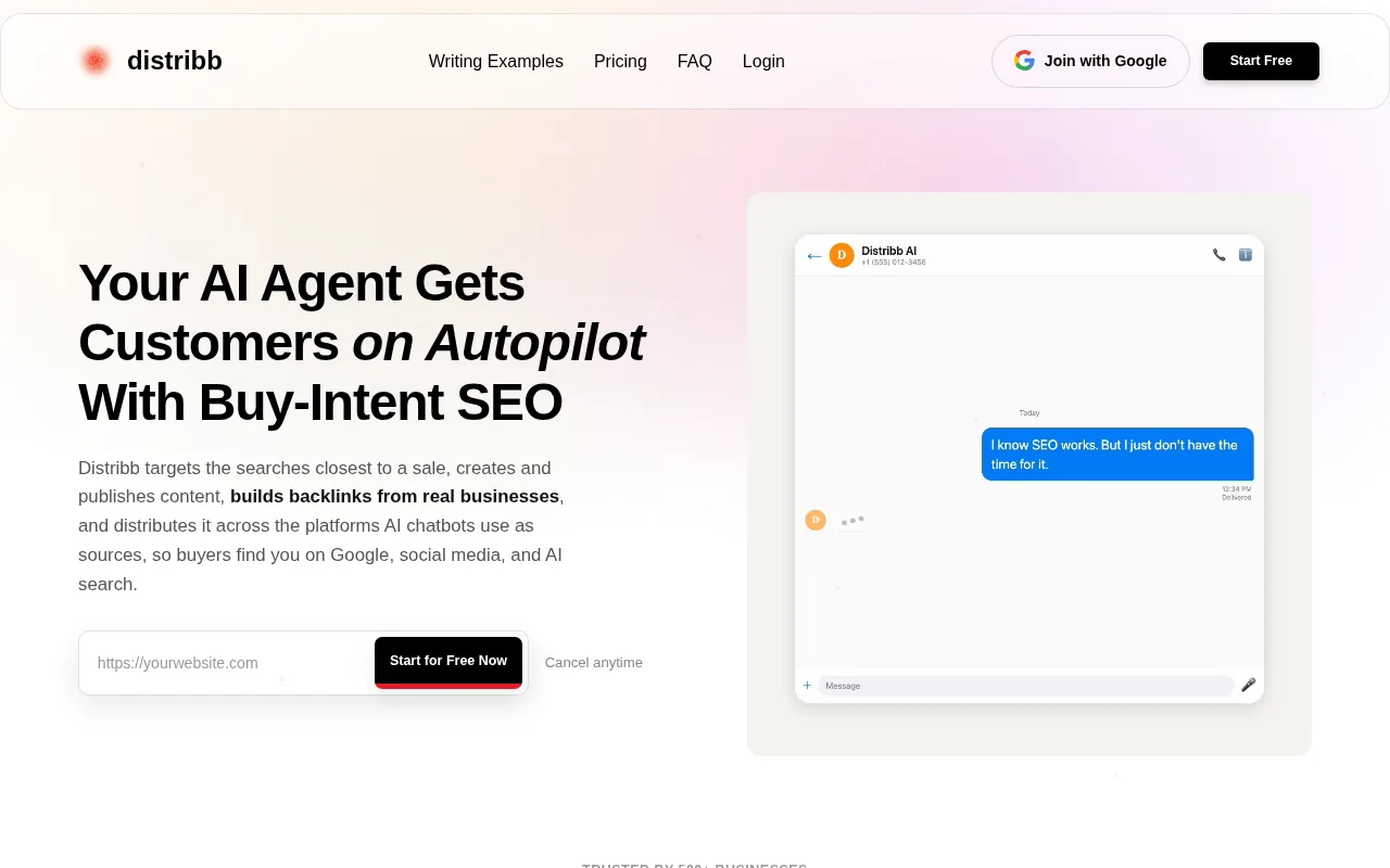 Screenshot of the Distribb.io website