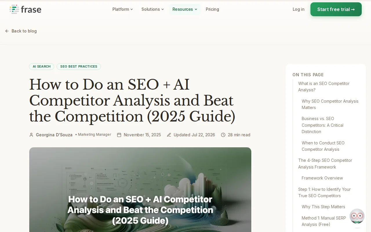 Screenshot of the Frase website