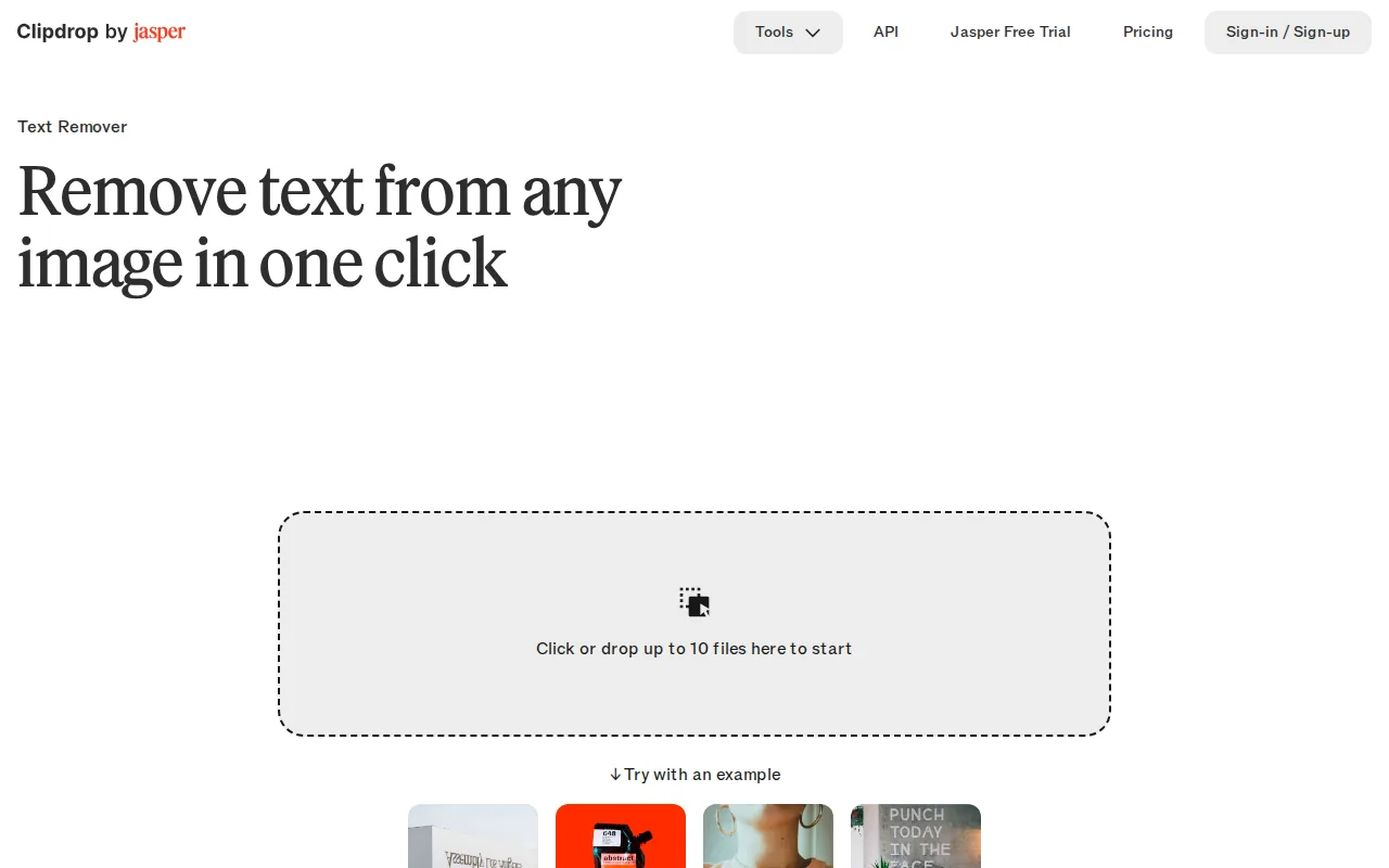 Screenshot of the Clipdrop website