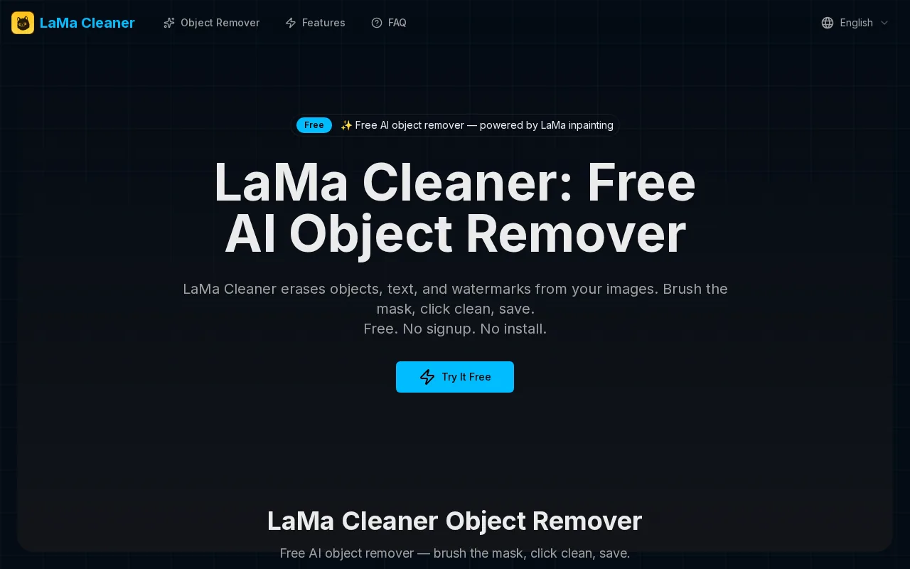 Screenshot of the Lama Cleaner website