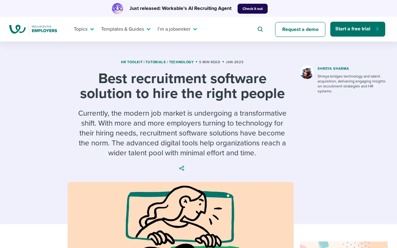 Screenshot of the Workable website