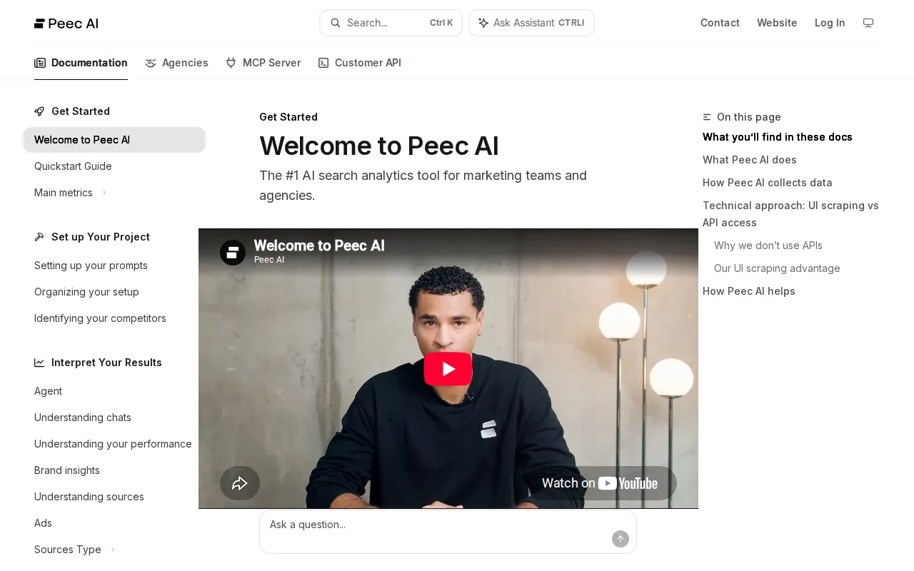 Screenshot of the Peec AI website