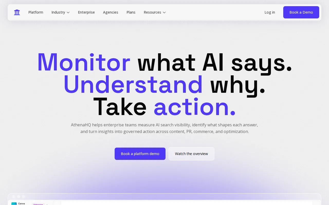 Screenshot of the AthenaHQ website