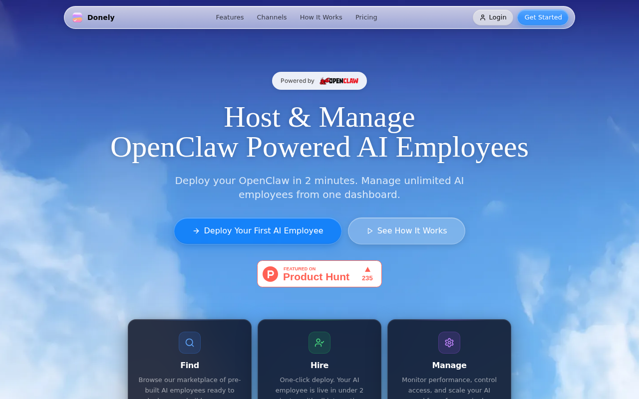 Donely homepage screenshot