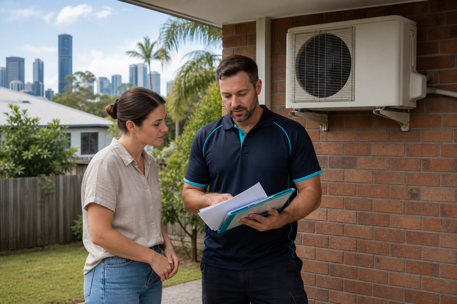 checking household and property eligibility for an air conditioner rebate in Australia.
