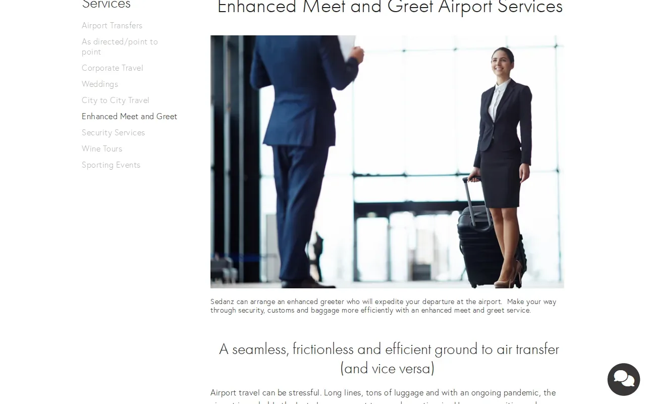 Screenshot of the Sedanz website