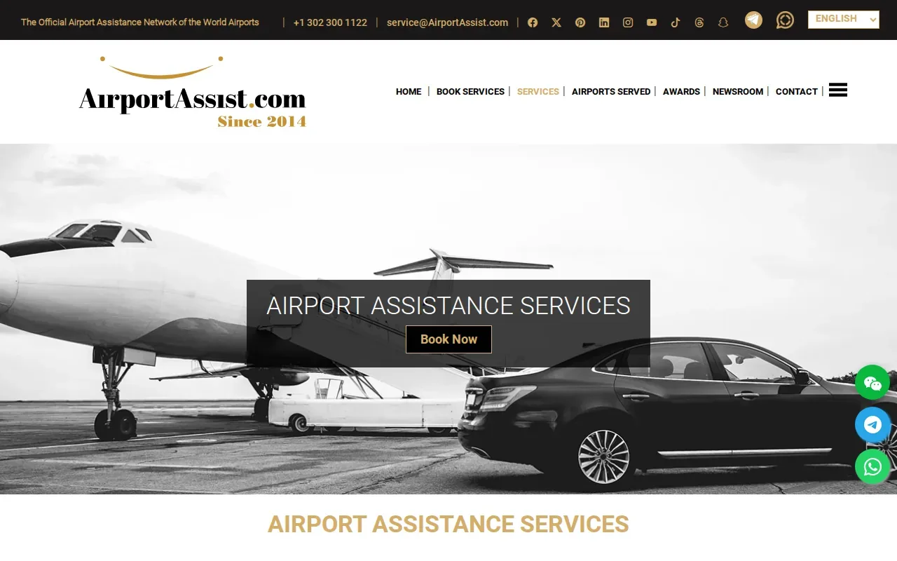 Screenshot of the AirportAssist website