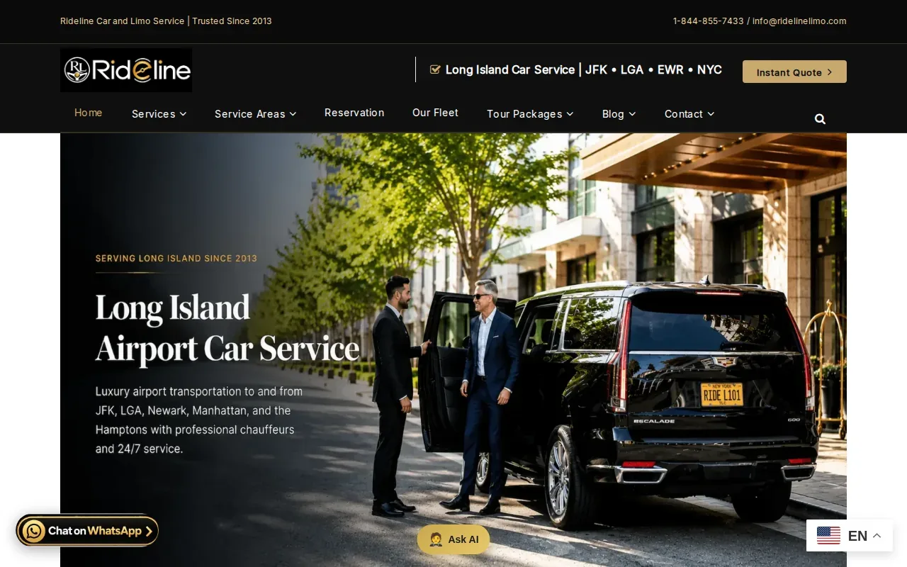 Screenshot of the Rideline website