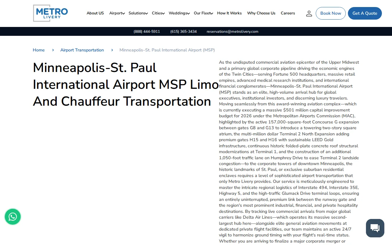 Screenshot of the Metro Livery website