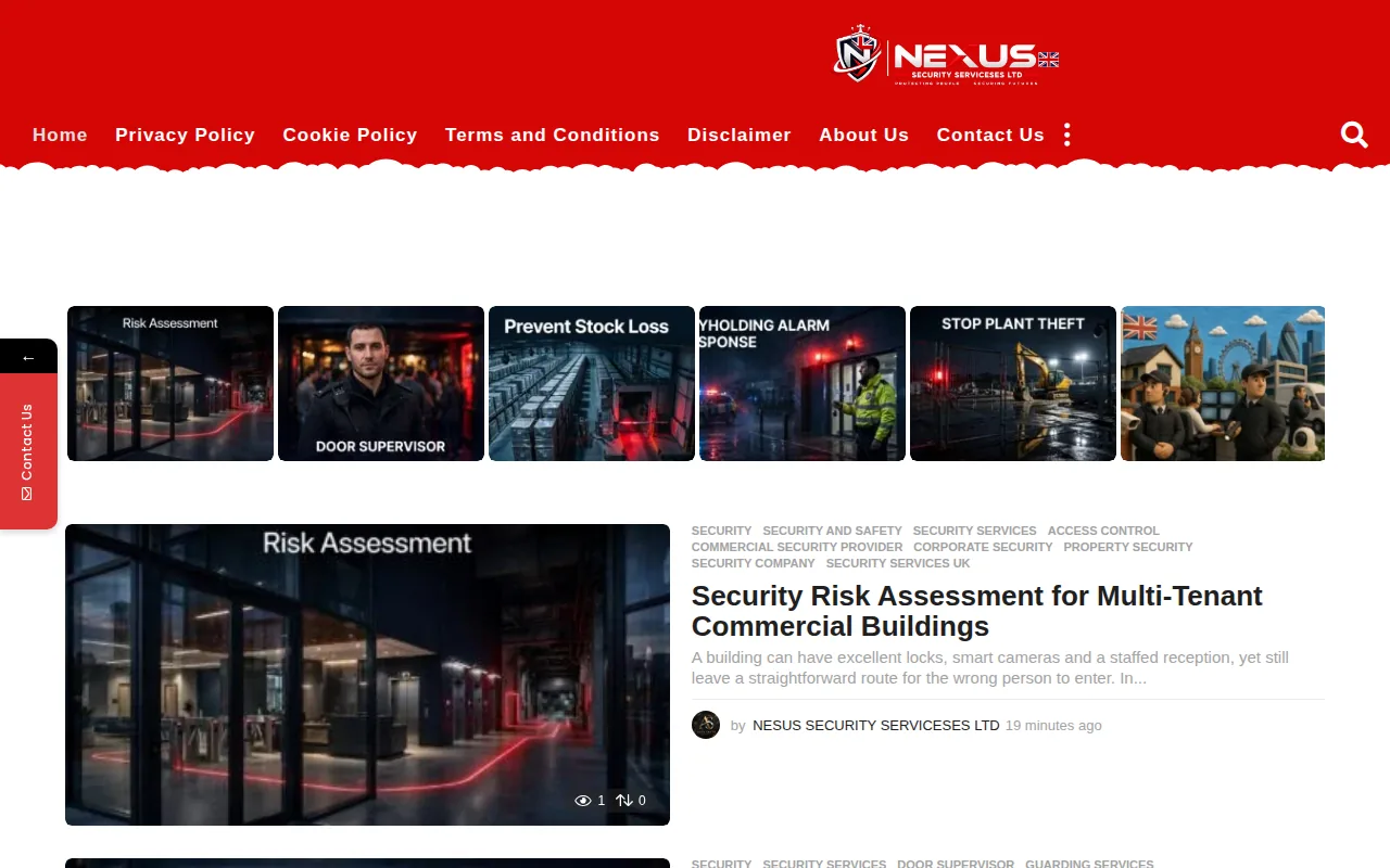 Screenshot of the Nexus Security Serviceses Ltd website