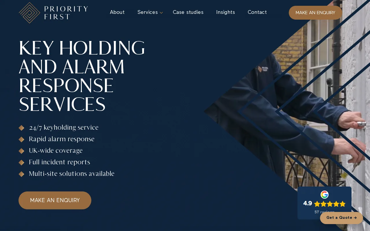 Screenshot of the Priority First website