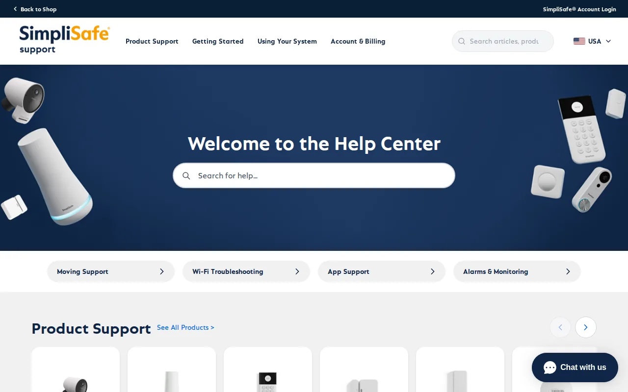 Screenshot of the SimpliSafe website
