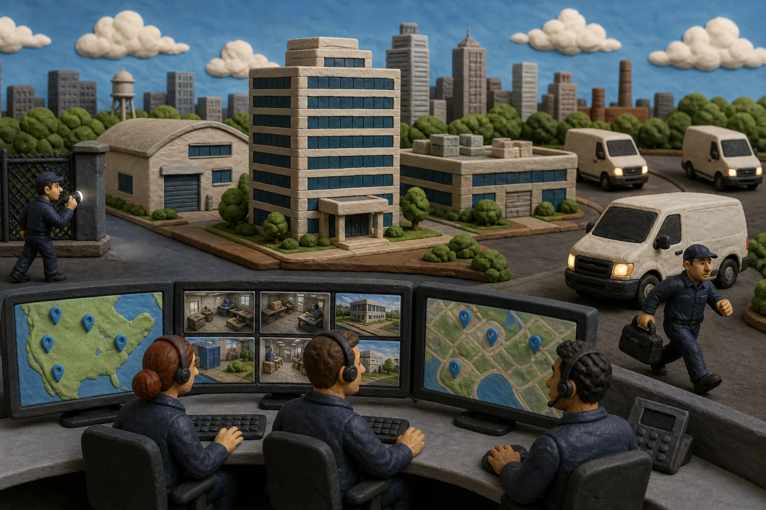 Illustration of a business alarm monitoring system