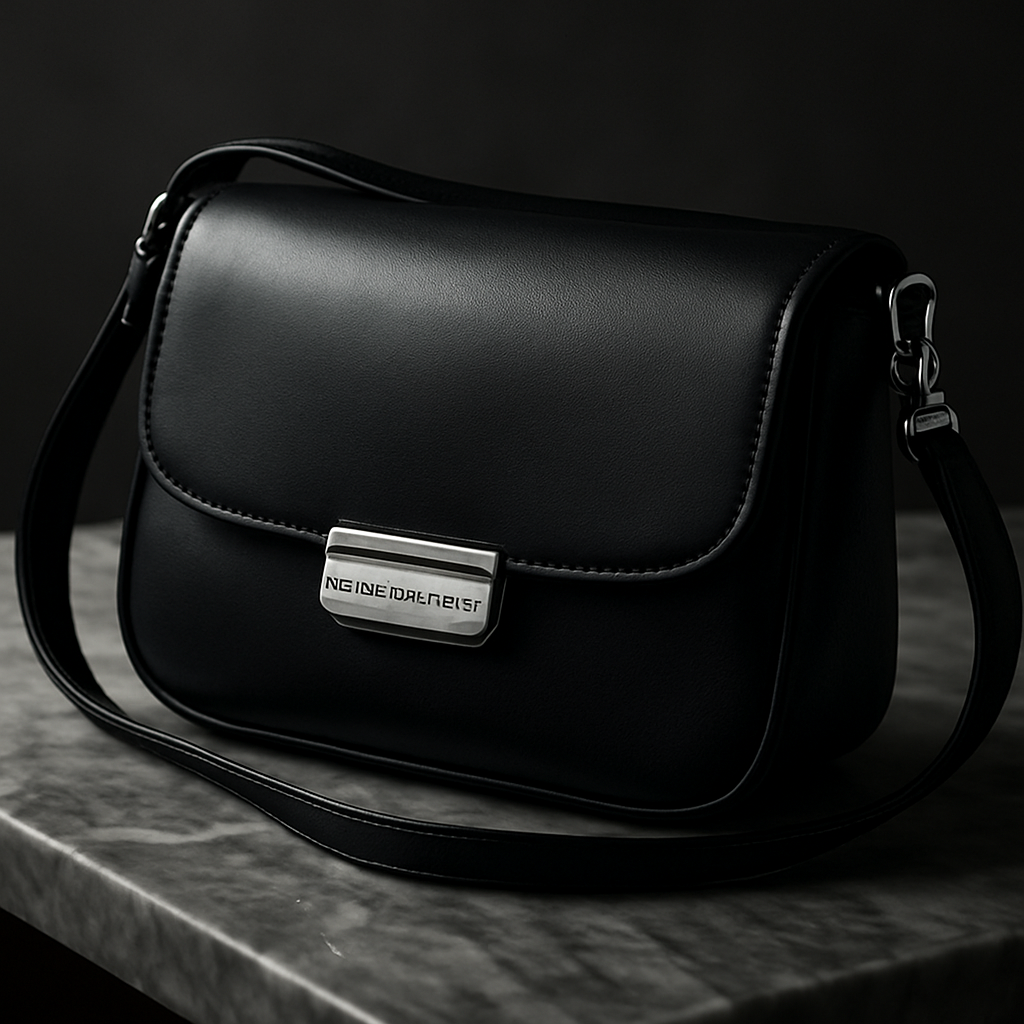 A sleek Alexander Wang crossbody bag draped over a marble table, showing its smooth leather texture and metal hardware. Alt: Alexander Wang crossbody bag design and craftsmanship.