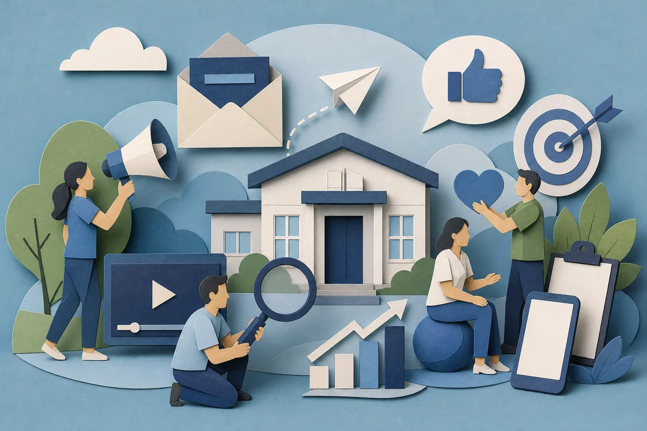 Papercraft illustration of Best Allied Health Marketing Options for Clinics