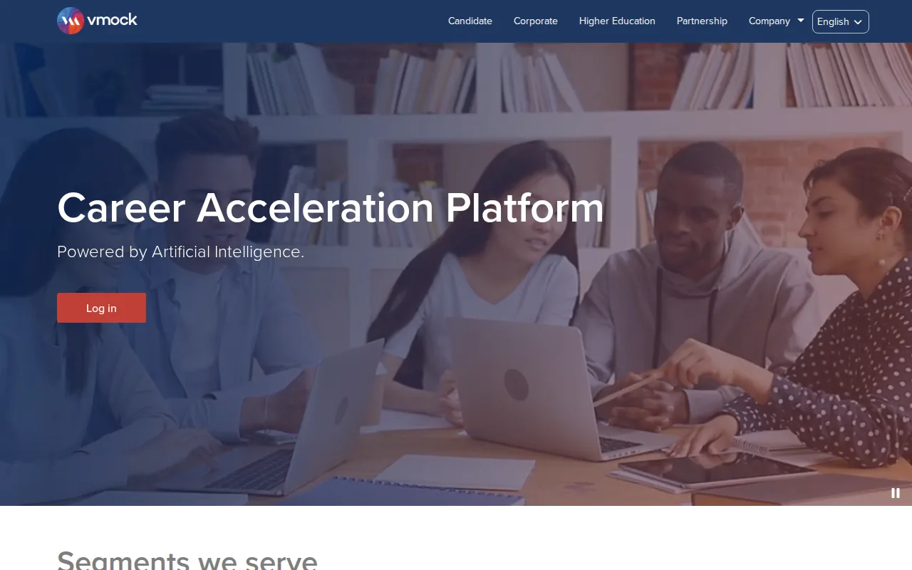 Screenshot of the VMock website
