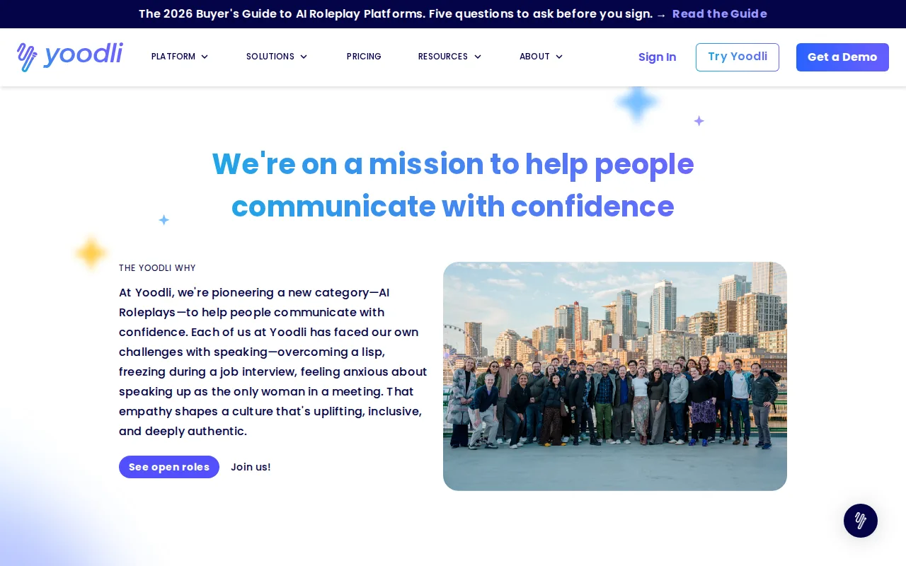 Screenshot of the Yoodli website