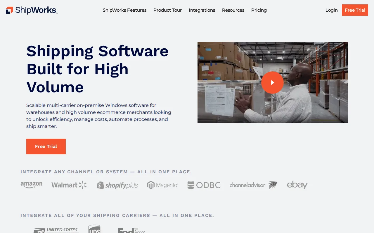 Screenshot of the ShipWorks website