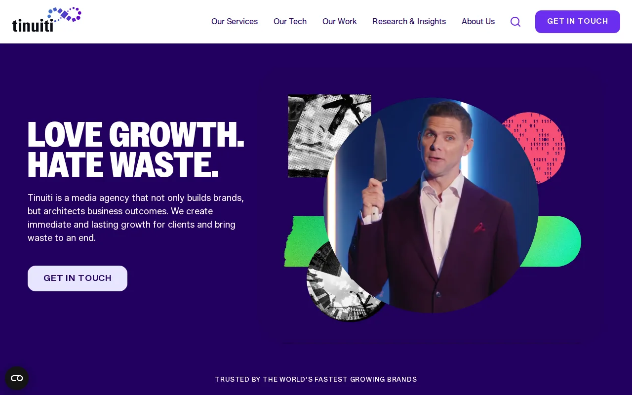 Screenshot of the Tinuiti website