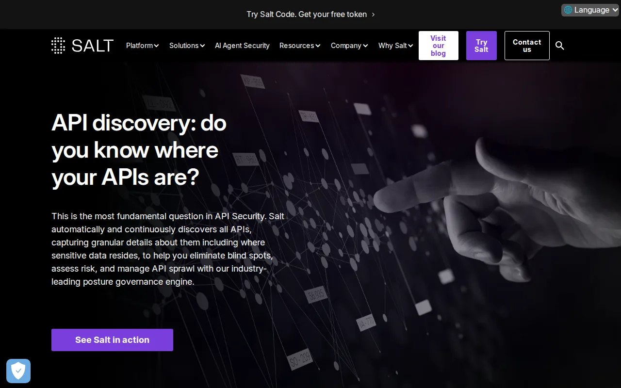Screenshot of the Salt Security website