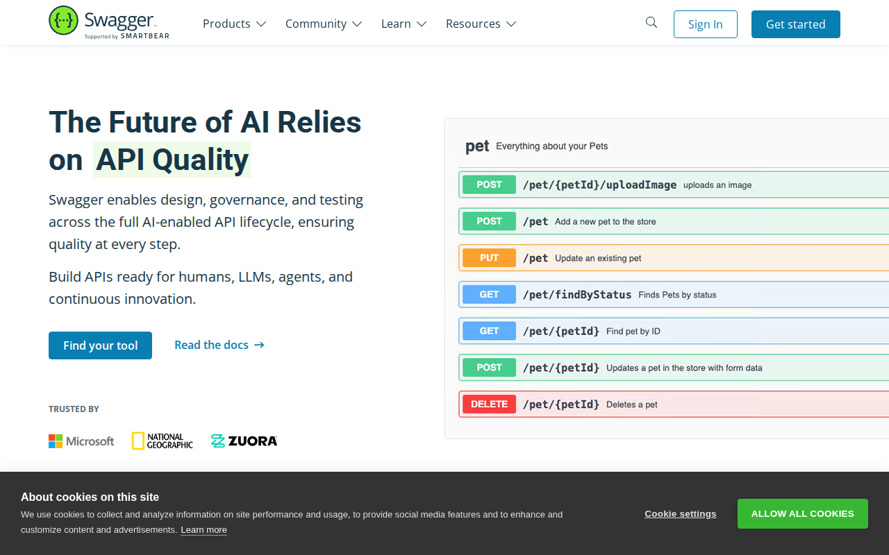 SwaggerHub homepage screenshot
