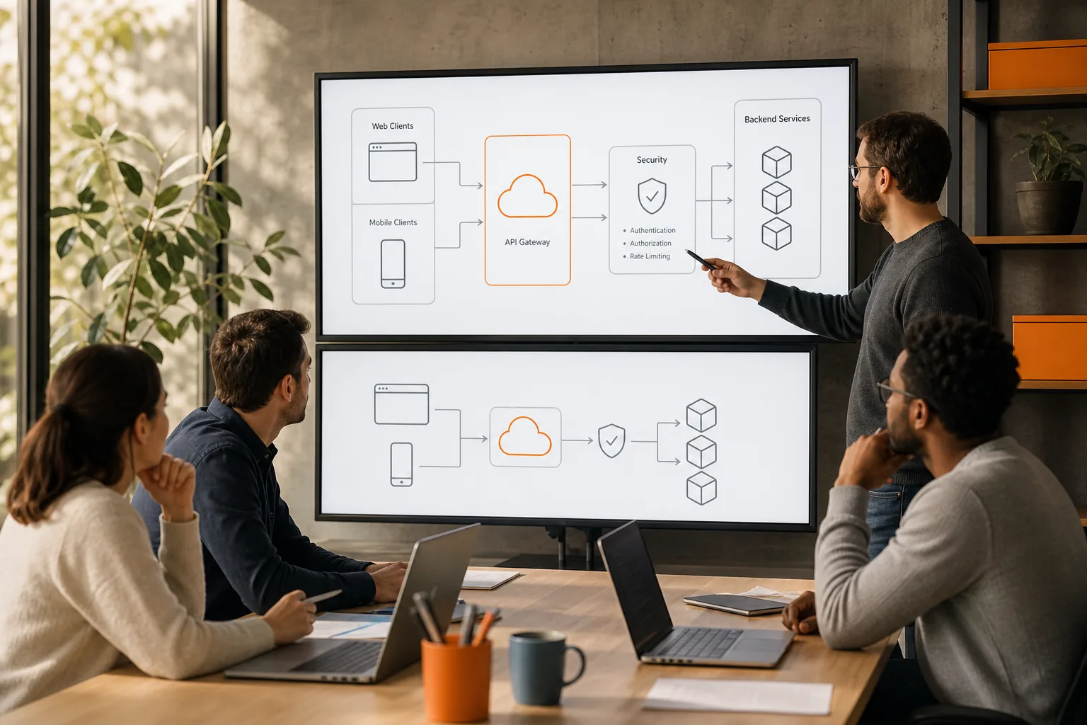 API gateway architecture planning for custom web and mobile applications.