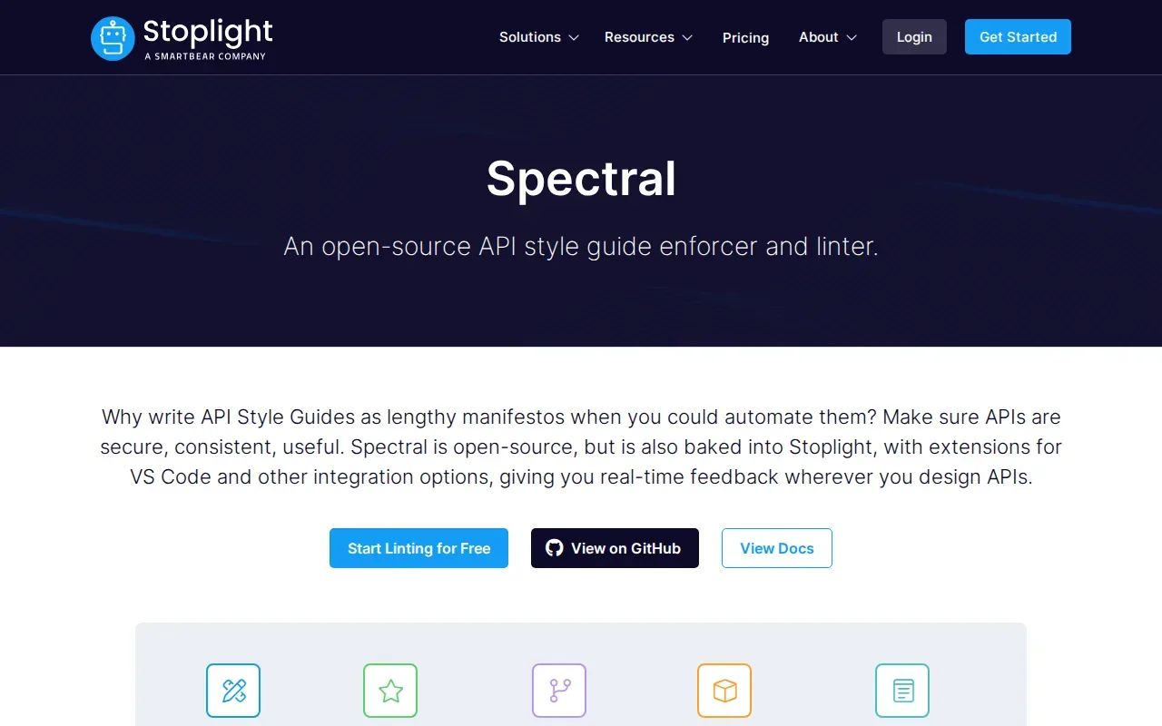 Screenshot of the Spectral by Stoplight website