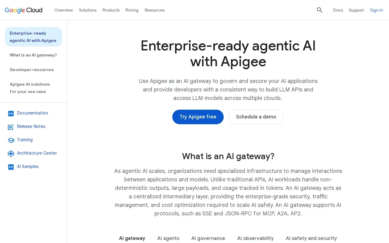Screenshot of the Apigee by Google Cloud website