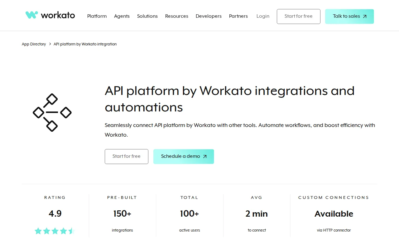 Screenshot of the Workato website