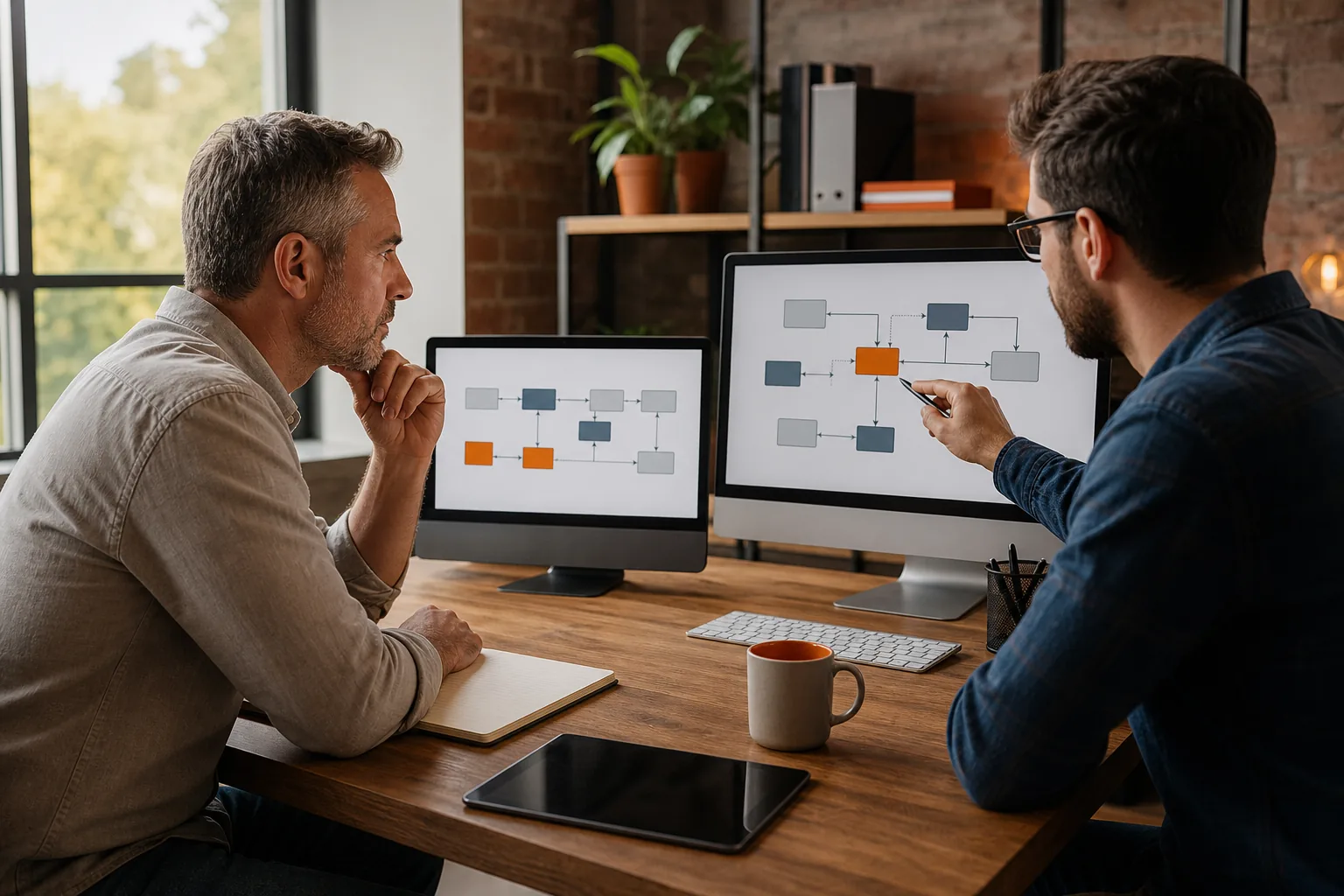 Business owner and developer planning API integration consulting costs.