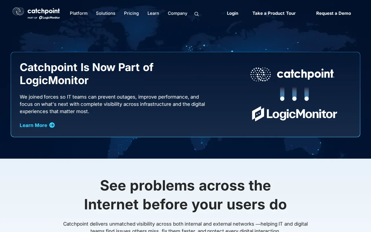 Screenshot of the Catchpoint website