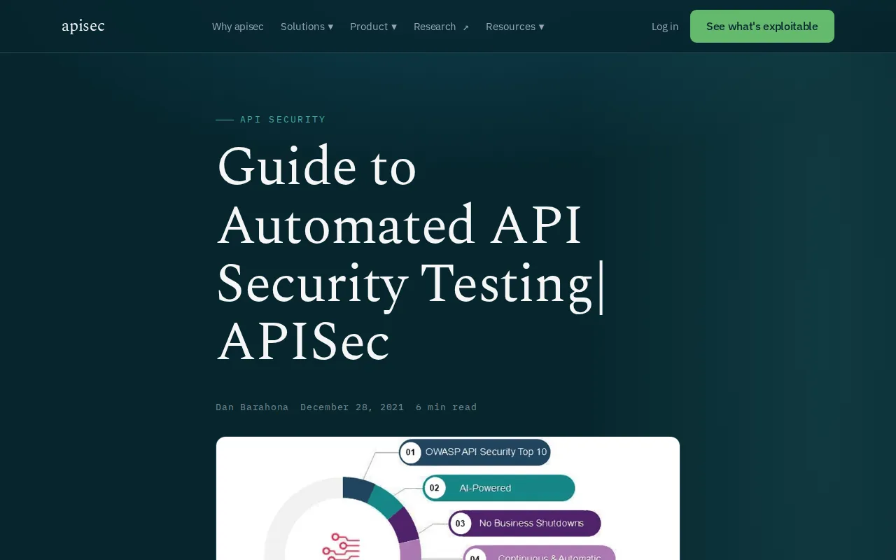 Screenshot of the APISec website