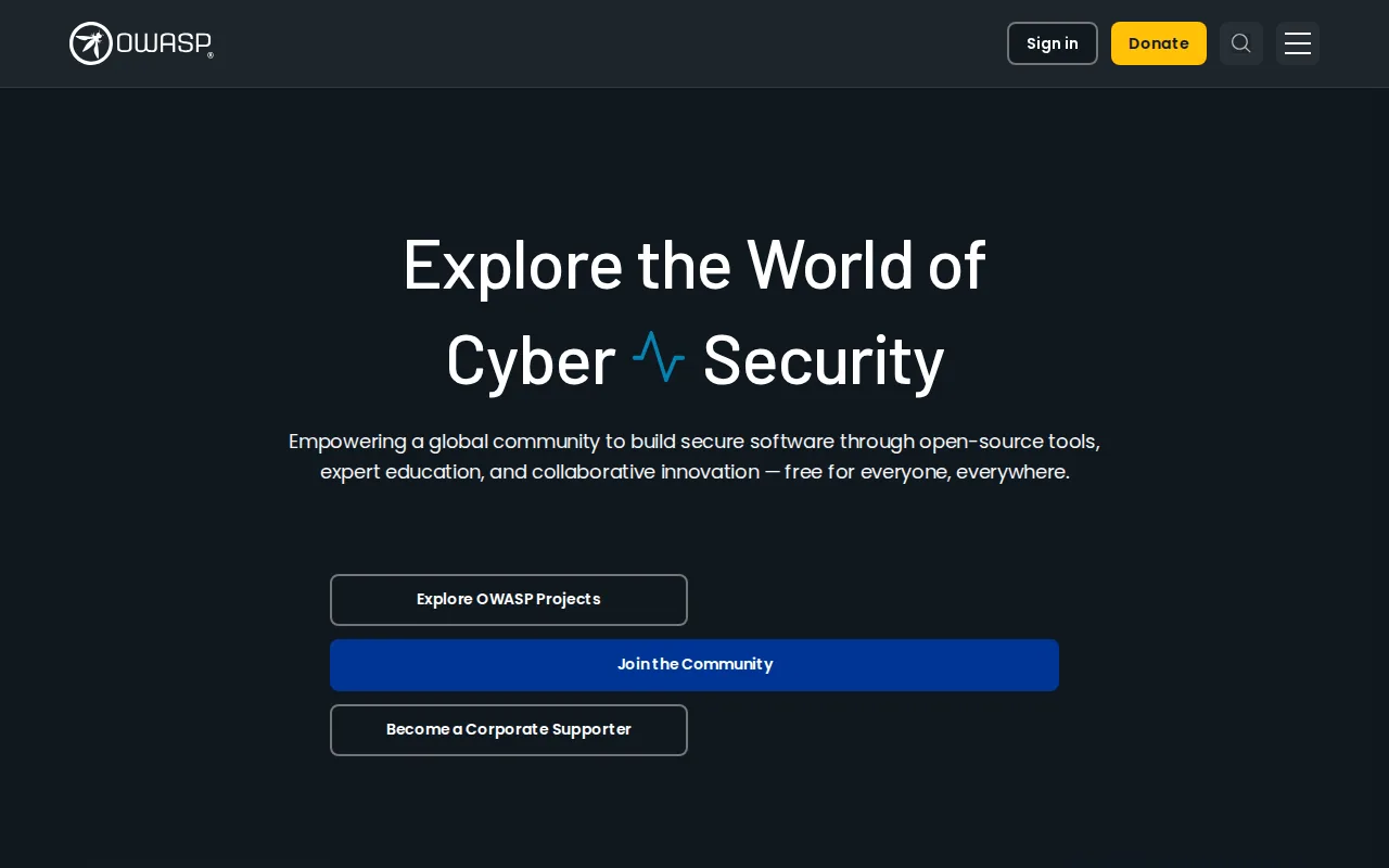 Screenshot of the OWASP ZAP: Free website