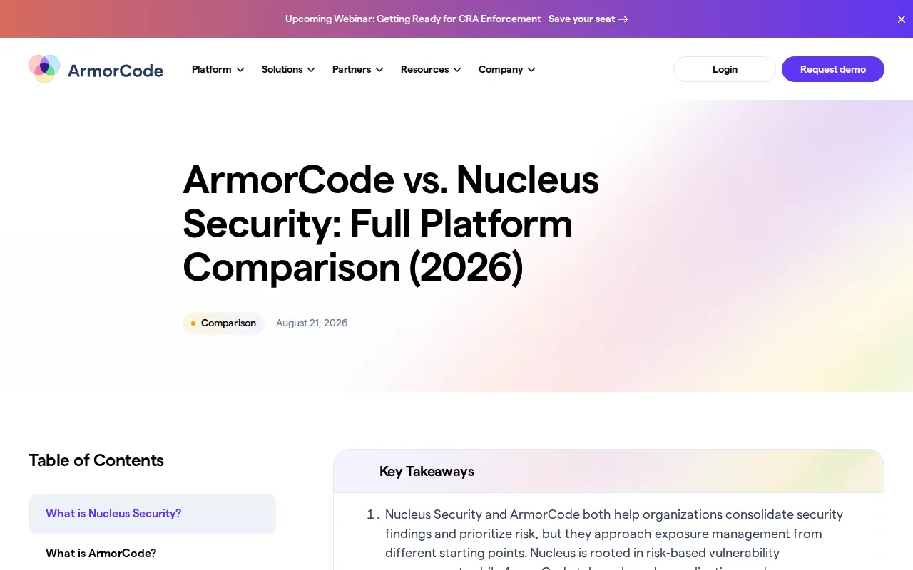 Screenshot of the ArmorCode website