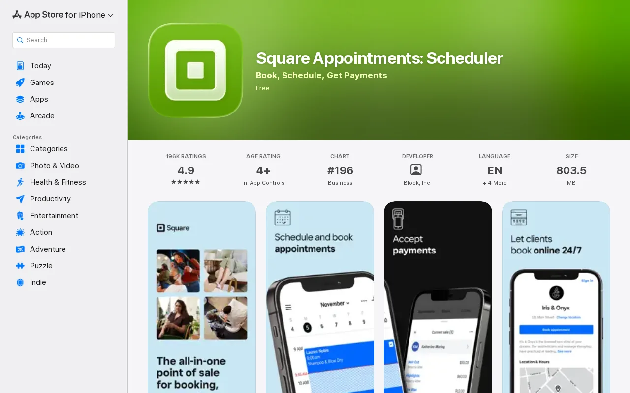 Square Appointments: visual reference for 3. Square Appointments , Integrated booking and SMS reminders