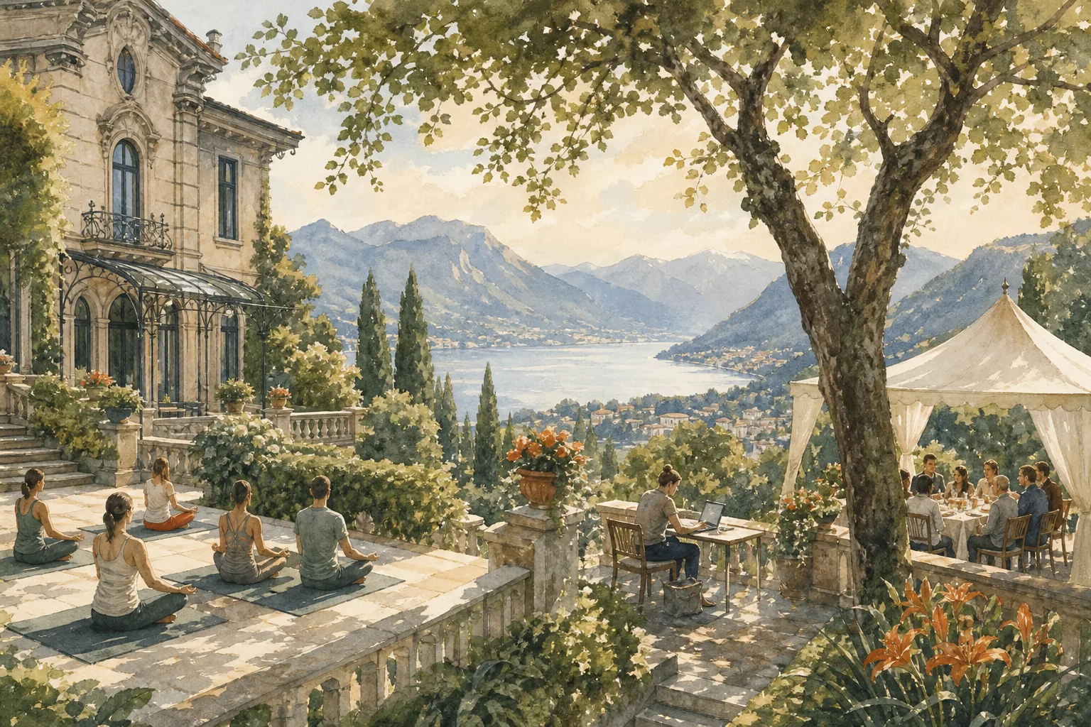 Brunate villa gardens for wellness retreats, work gatherings, and outdoor celebrations