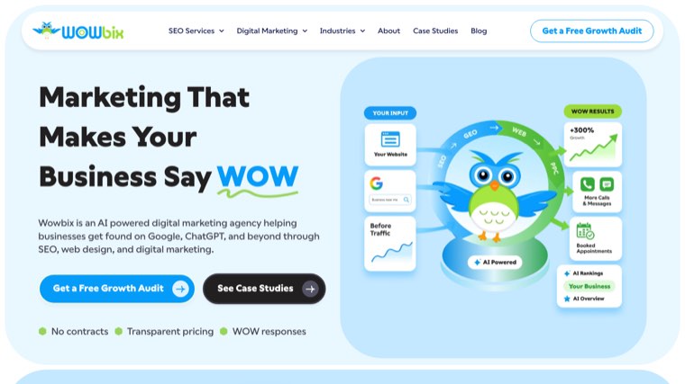 Screenshot of the Wowbix website