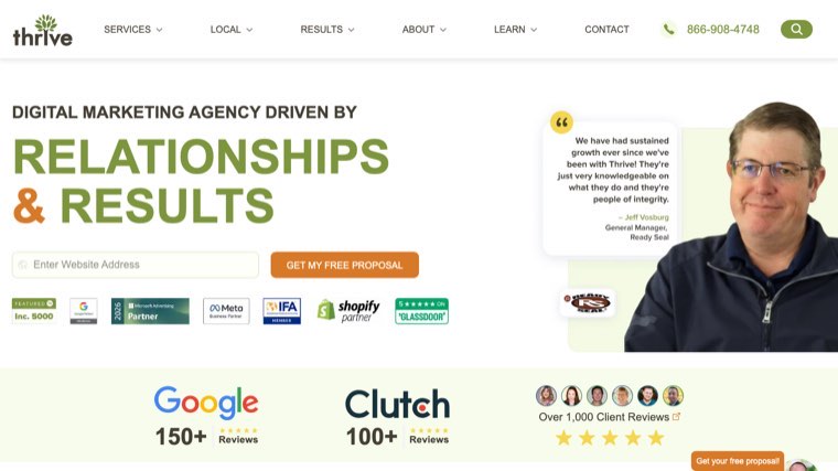 Screenshot of the Thrive Internet Marketing Agency website