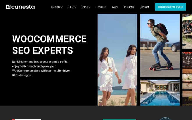 Screenshot of the Canesta WooCommerce SEO experts page