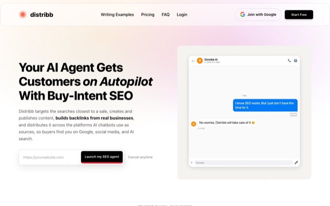 Screenshot of the Distribb.io homepage