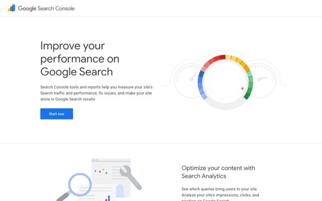 Screenshot of the Google Search Console product page