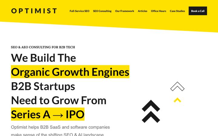 Screenshot of the Optimist agency homepage