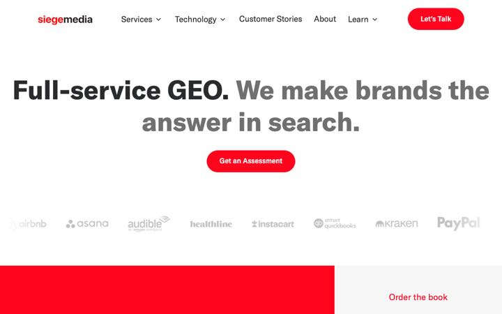 Screenshot of the Siege Media homepage