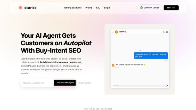 Screenshot of the Distribb.io homepage